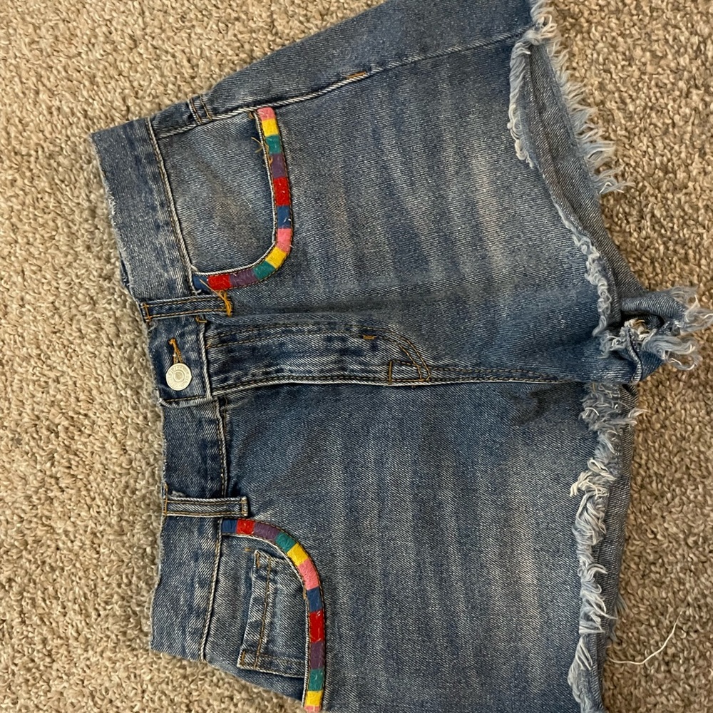Forever 21 Multi-Color Stitch Detail Jean Shorts